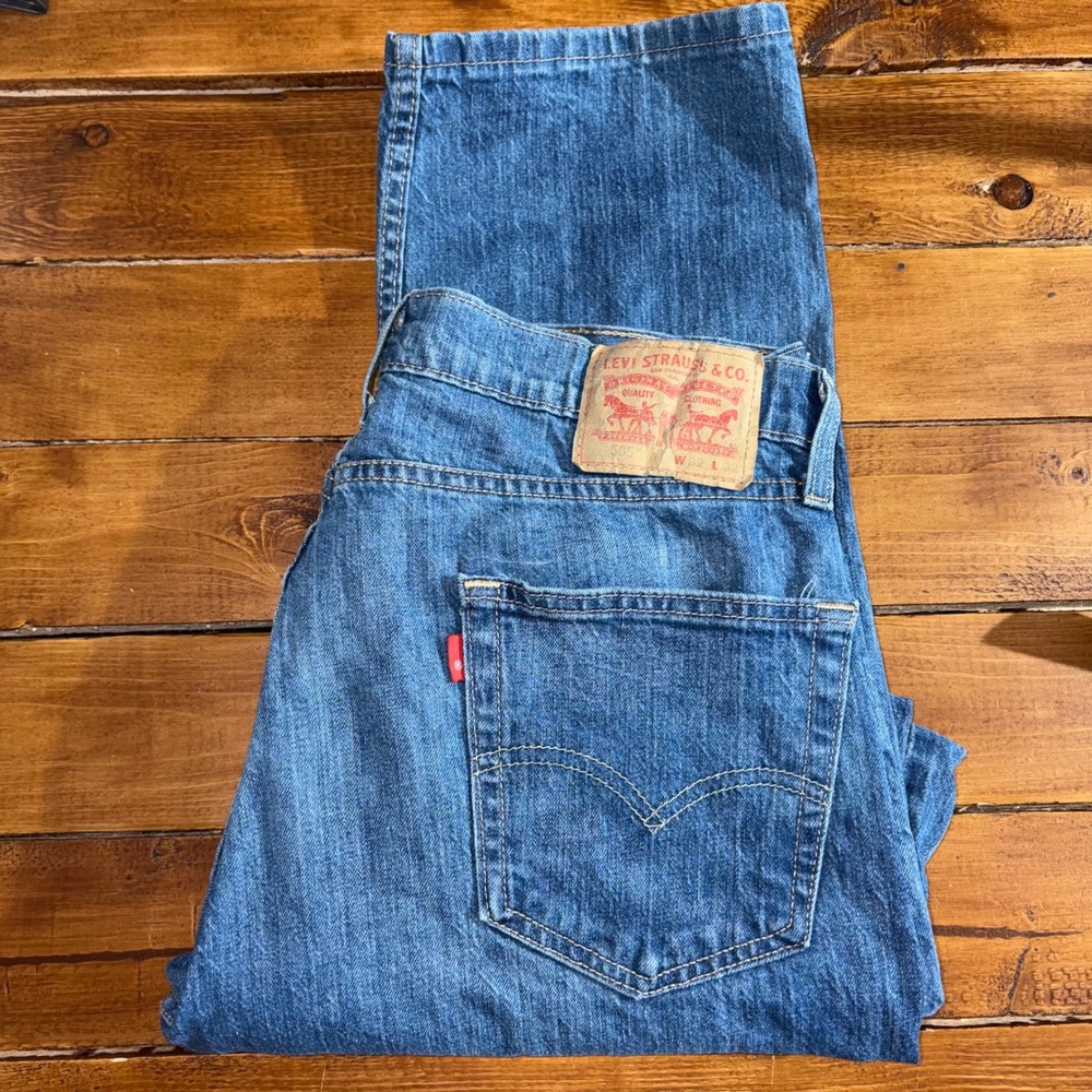 Levi's 505 Jeans Men 32x32 (Fits‎ 32x31) Straight Leg Blue Denim Faded Honeycomb